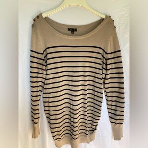 Lety & Me Pull Over Striped Long Sleeve Sweater- Large